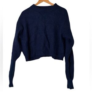 Reformation | Alpaca navy chunky warm soft mock neck cozy minimalist sweater